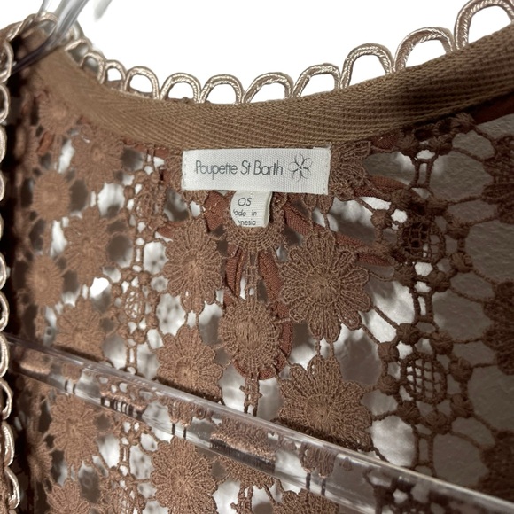 Poupette St Barth | Floral Lace Crochet Maxi Dress Coverup in Brown OS - Picture 2 of 9